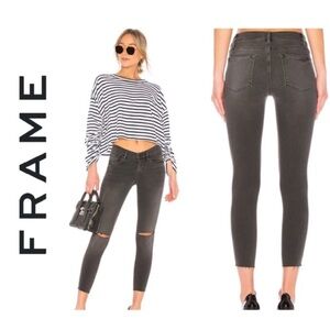 FRAME grey Le Skinny de Jeanne Crop Denim Distressed Jeans size 26